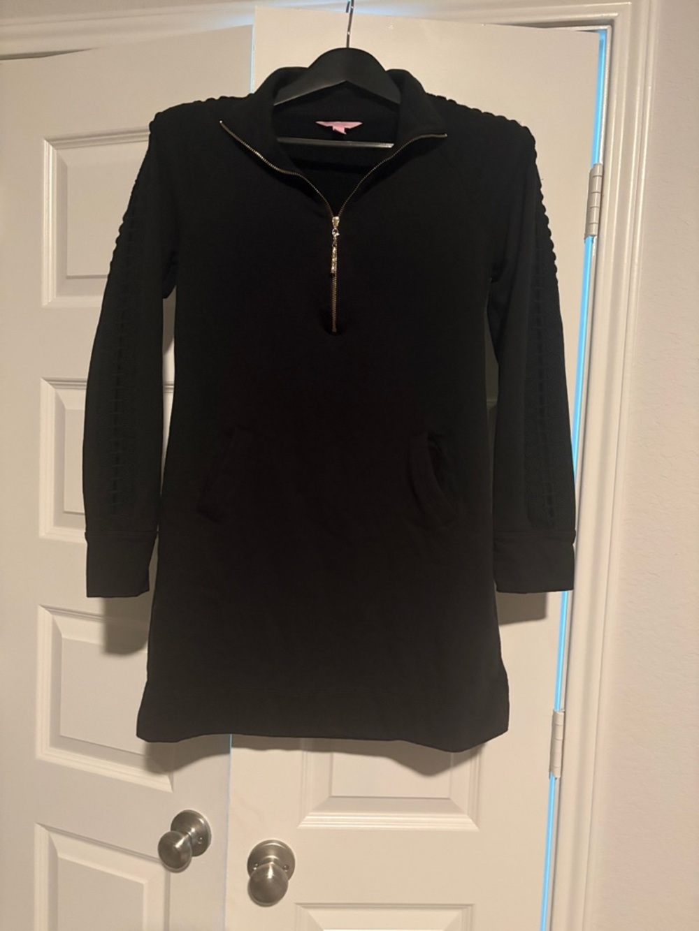 Lilly Pulitzer Black Sweatshirt Dress with Pink Logo Tag